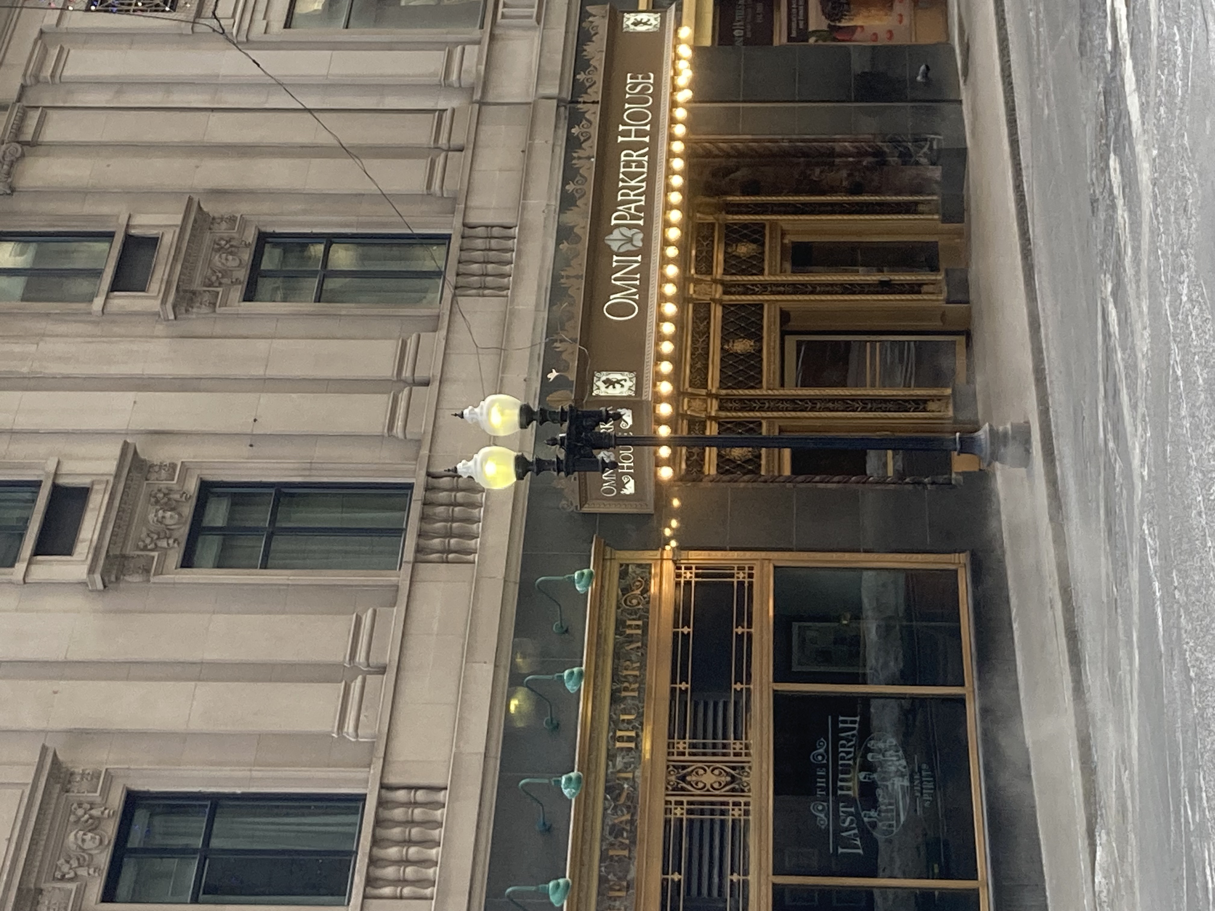 Omni Parker Hotel sign.