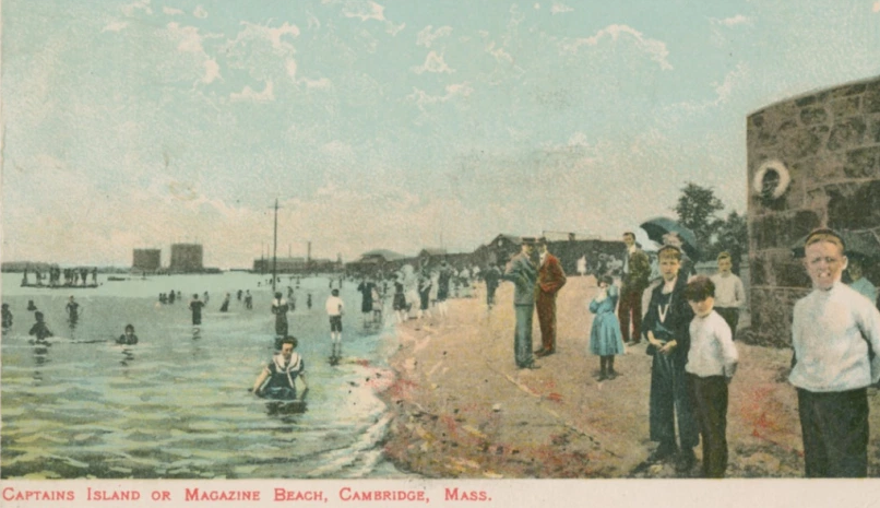 A postcard of people having fun at the beach.