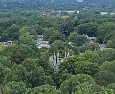 Bigelow Chapel poking through the trees