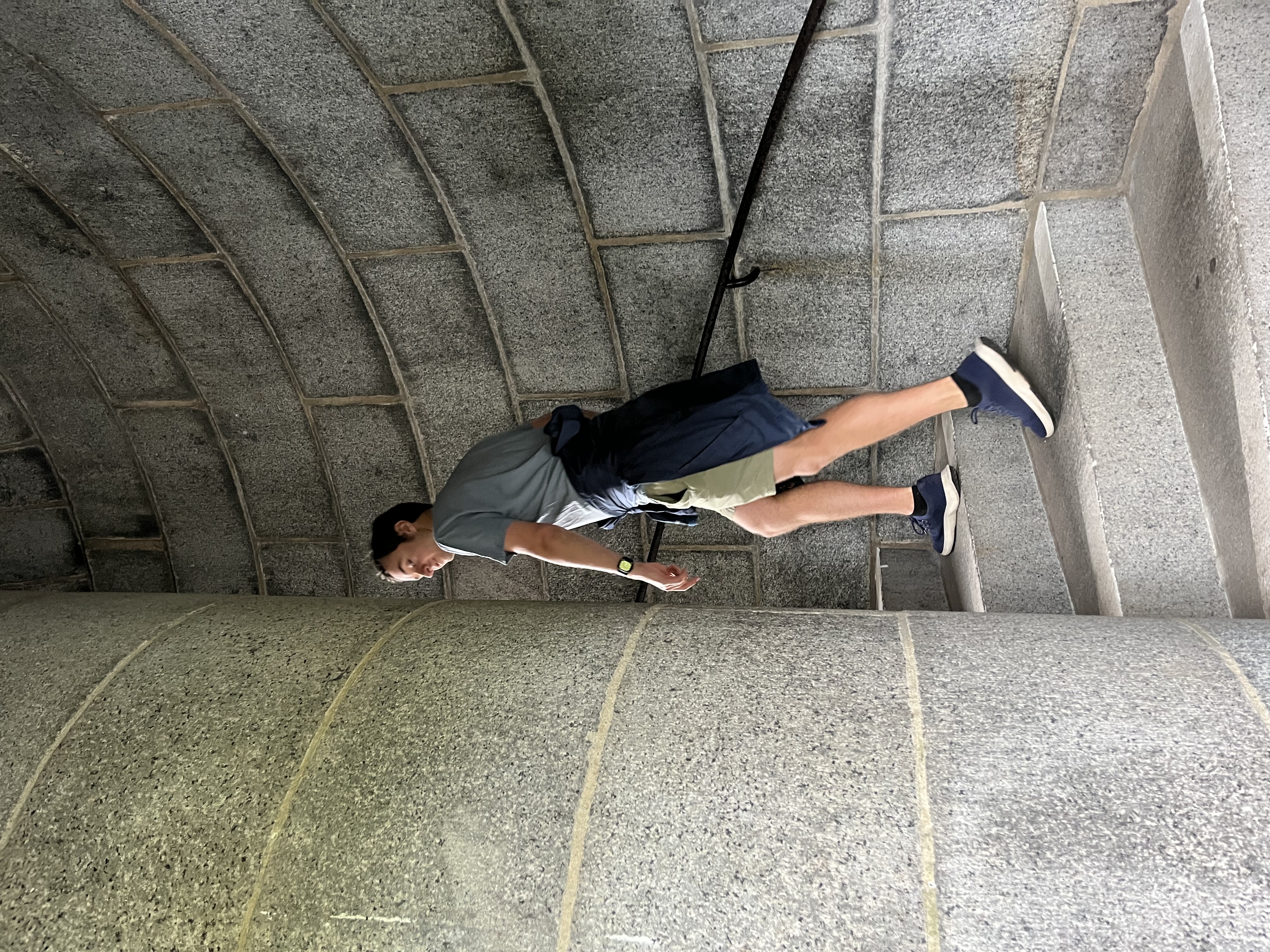 Climbing up the tower stairs