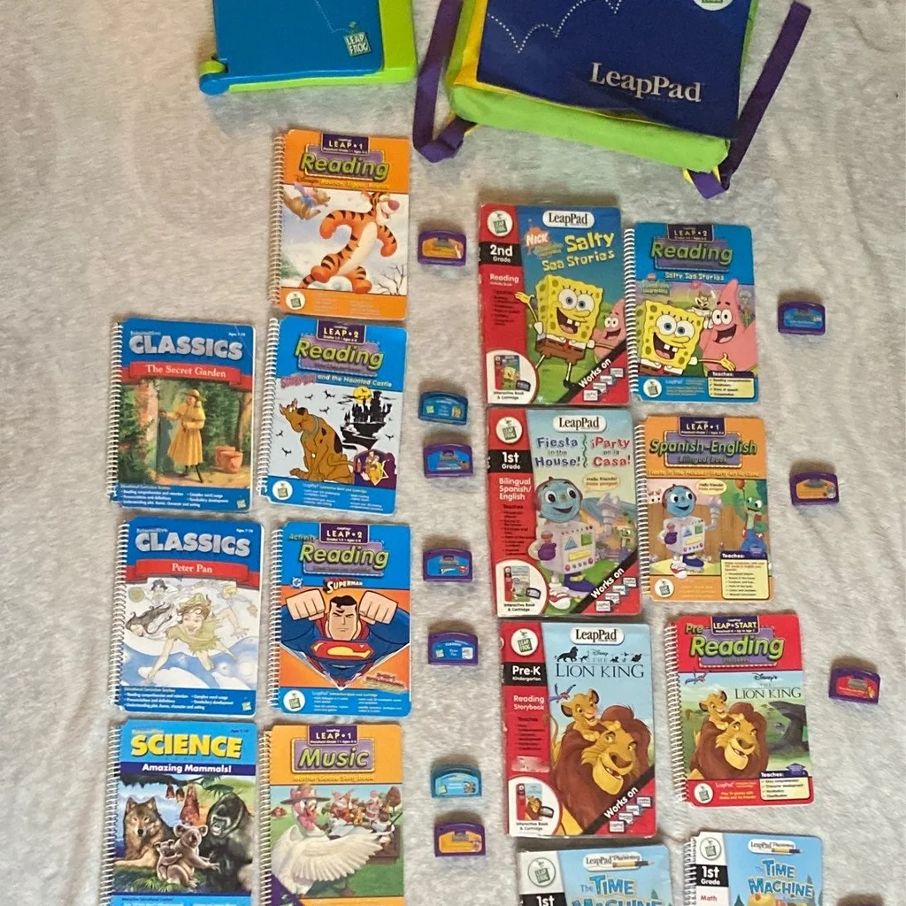 Many of the licensed LeapPad game books and cartridges.